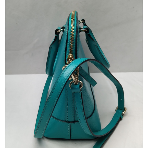 Kate Spade Teal Leather Double Handles Zipper Closure Satchel Bag - Picture 5 of 16
